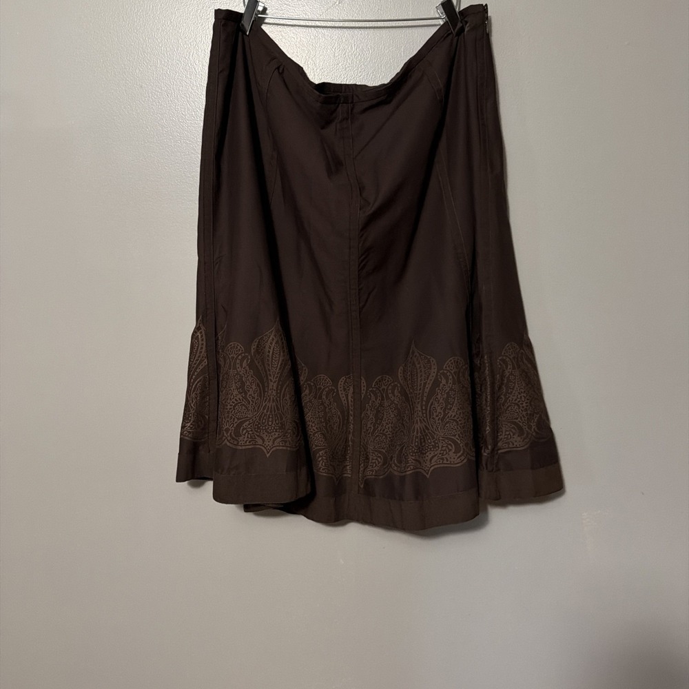 apostrophe skirt Size 18W Brown Gold Print  Flared Skater